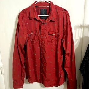 Guest men’s button up shirt, floral, cotton military style